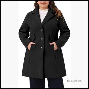 Polyester Pea Coat Notch Lapel Single Breasted Winter Overcoat
